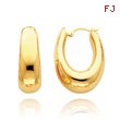 14K Gold Puffed Oval Hoop Earrings