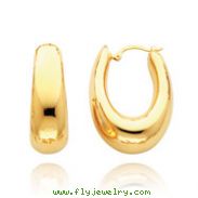 14K Gold Puffed Oval Hoop Earrings