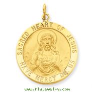 14K Gold Sacred Heart of Jesus Medal Pendant