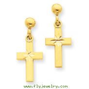 14K Gold Satin & Diamond-Cut Cross Earrings