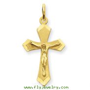 14K Gold Satin & Diamond-Cut Crucifix Charm