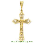 14K Gold Satin & Diamond-Cut Crucifix Pendant
