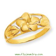 14K Gold Satin & Diamond-Cut Plumeria Ring
