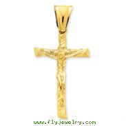 14K Gold Satin Crucifix Pendant