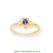14K Gold September Sapphire Birthstone Heart Ring