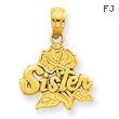14K Gold Sister On Rose Pendant