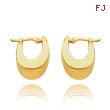 14K Gold Slanted Oval Hoop Earrings