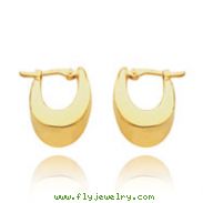 14K Gold Slanted Oval Hoop Earrings