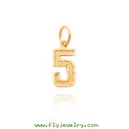 14K Gold Small Diamond-Cut Number 5 Charm