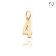 14K Gold Small Polished Number 4 Charm