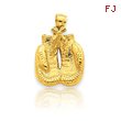 14K Gold Solid Polished Open-Backed Boxing Gloves Pendant
