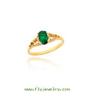 14K Gold Synthetic Emerald Ring