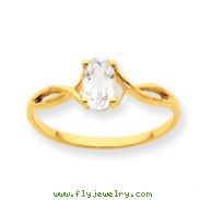 14K Gold White Topaz April Ring