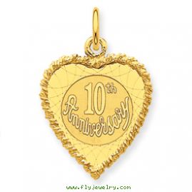 14K Happy 10th Anniversary Charm