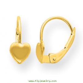 14k Heart Leverback Earrings