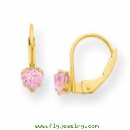 14k Leverback 4mm Pink CZ Earrings