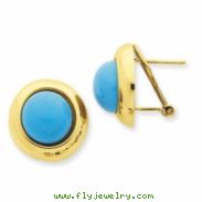 14k Omega Clip Turquoise Earrings