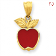 14k Polished Red Enameled Apple Pendant