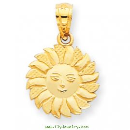 14k Polished Sun with Face Pendant