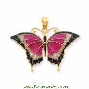 14K Purple Stained Glass Butterfly Pendant