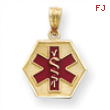 14k Red Enameled Medic ID Pendant