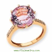 14K Rose Gold Pink Quartz and Diamond Ring