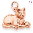 14k Rose Gold Solid Polished Open-Backed Cat Charm