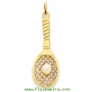14k Tennis Racquet with Cultured Pearl Charm
