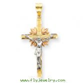 14K Tri-Color Gold Crucifix Pendant