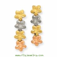 14K Tri-Color Plumeria Earrings