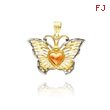 14K Two-Tone & Rhodium Butterfly with Heart Pendant