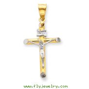 14K Two-Tone & Rhodium INRI Crucifix Pendant