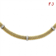 14k Two-Tone 17in 6.75mm .05ct Completed Polished Diamond & Mesh Necklace chain