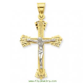 14k Two-Tone Diamond-Cut Crucifix Pendant