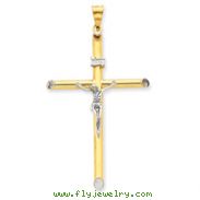 14K Two-Tone Gold & Rhodium INRI Crucifix Pendant