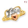 14K Two-tone Gold & Rhodium Love Heart Ring