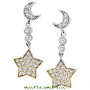 14K Two-Tone Gold .75ct Diamond Moon & Star Earrings