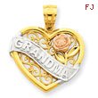 14K Two-Tone Gold And Rhodium Grandma Heart Pendant