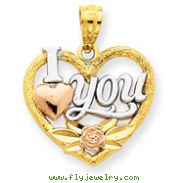 14K Two-Tone Gold And Rhodium I Love You Heart Pendant