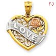14K Two-Tone Gold And Rhodium Love Heart Pendant