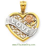 14K Two-Tone Gold And Rhodium Love Heart Pendant