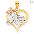 14K Two-Tone Gold And Rhodium Mom Heart Pendant
