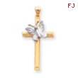 14K Two-Tone Gold Cross With Butterfly Pendant