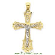 14K Two-Tone Gold Diamond -Cut Crucifix Pendant