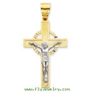 14K Two-Tone Gold Diamond -Cut Crucifix Pendant