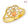 14K Two-tone Gold Diamond Cut 15 Heart Ring