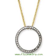 14K Two-Tone Gold Diamond-cut Circle Necklace