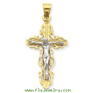 14K Two-Tone Gold Diamond-Cut Crucifix Pendant
