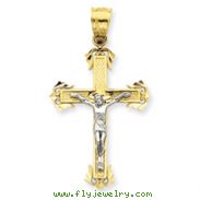 14K Two-Tone Gold Diamond Cut Crucifix Pendant
