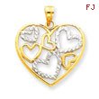 14K Two-Tone Gold Diamond-Cut Heart Pendant
